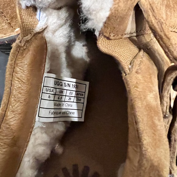 UGG Womens Brown Slip-On Leather Oleander Shearling Fur Lined Shoes Size 8 US - Picture 4 of 7